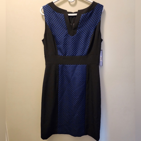 Tahari Black and Cobalt Blue Sleeveless Dress. Size 8. NWT - Picture 5 of 13